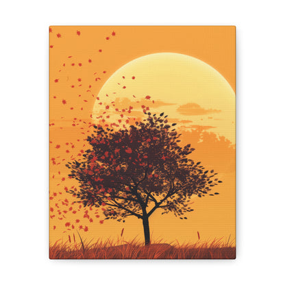 Tree in a Golden Sunset Digital Illustration Canvas Gallery Wraps