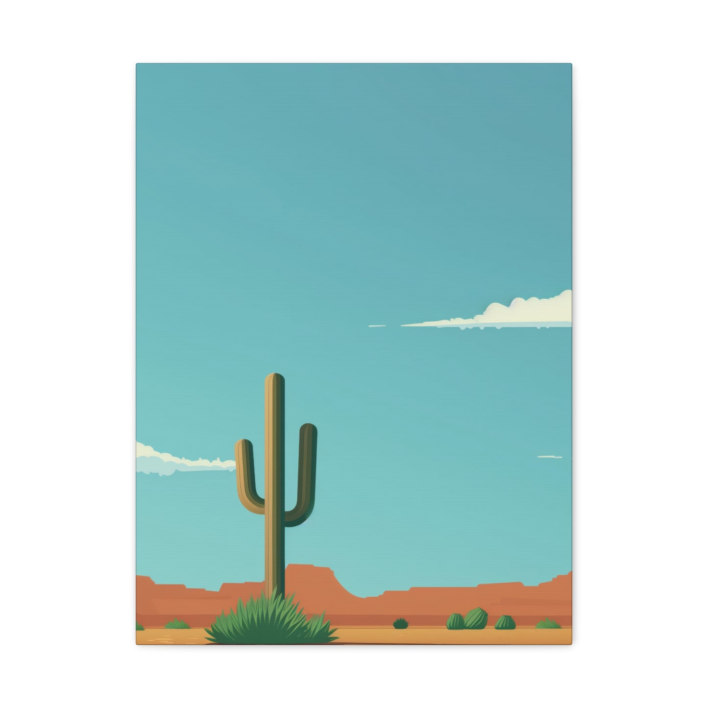 Saguaro Cactus in Desert - Illustration Canvas Gallery Wraps