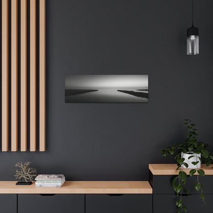 River Delta - Black and White Landscape Panorama Canvas Gallery Wraps