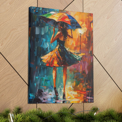 Walking in the Rain - Leonid Afremov Style Digital Print Canvas Gallery Wraps