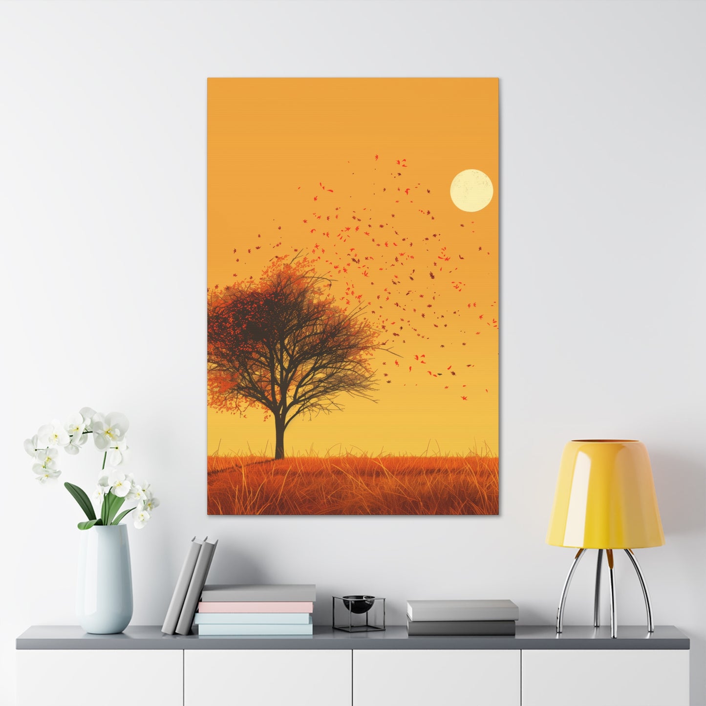 Tree in a Golden Sunset Digital Illustration Canvas Gallery Wraps