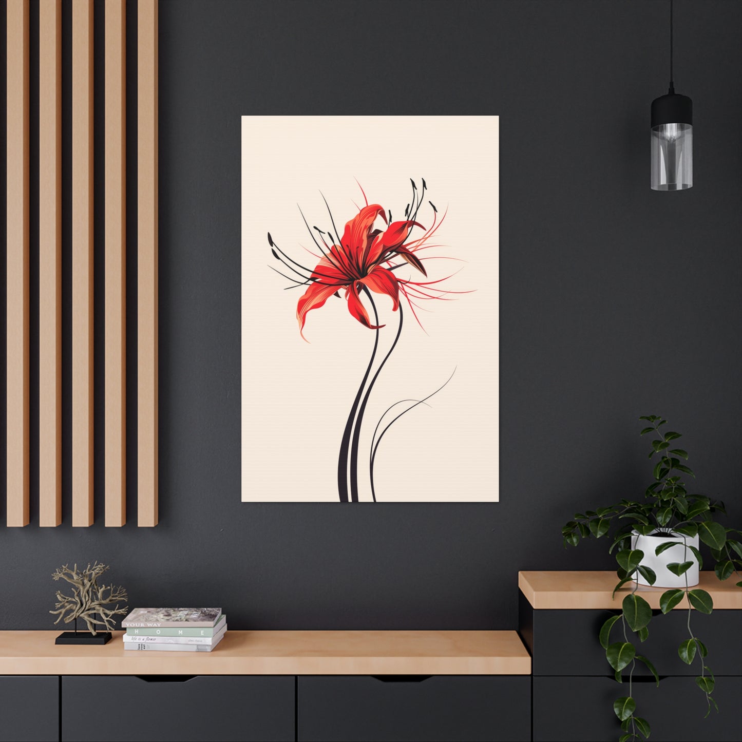 Red Spider Lily Flower Digital Illustration Canvas Gallery Wraps