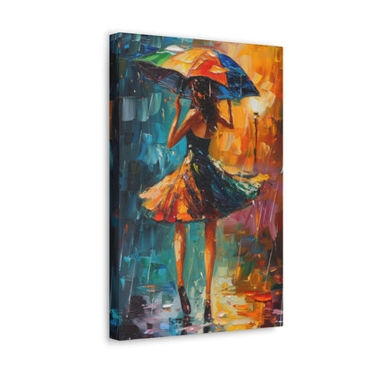 Walking in the Rain - Leonid Afremov Style Digital Print Canvas Gallery Wraps