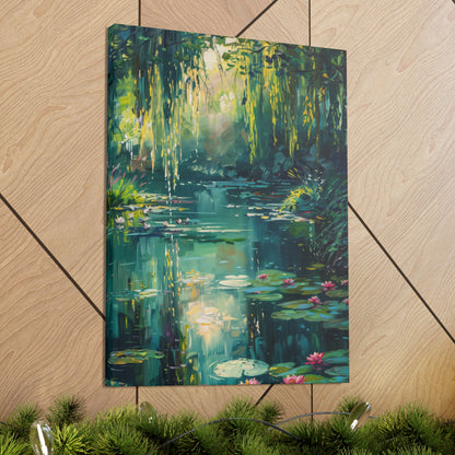 Pond in a Forest - Claude Monet Style Digital Print Canvas Gallery Wraps