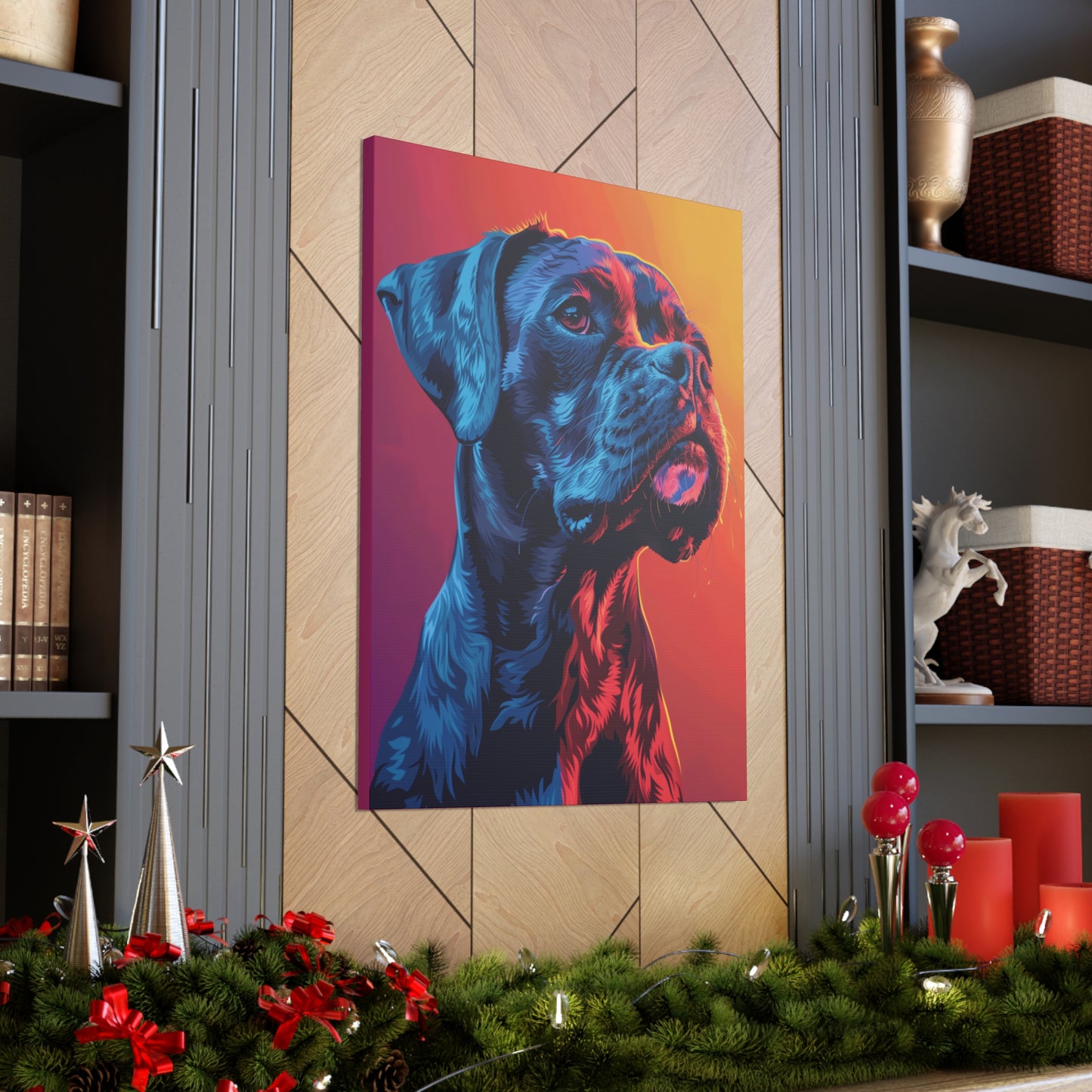 American Pit Bull Terrier Dog - Abstract Illustration Canvas Gallery Wraps