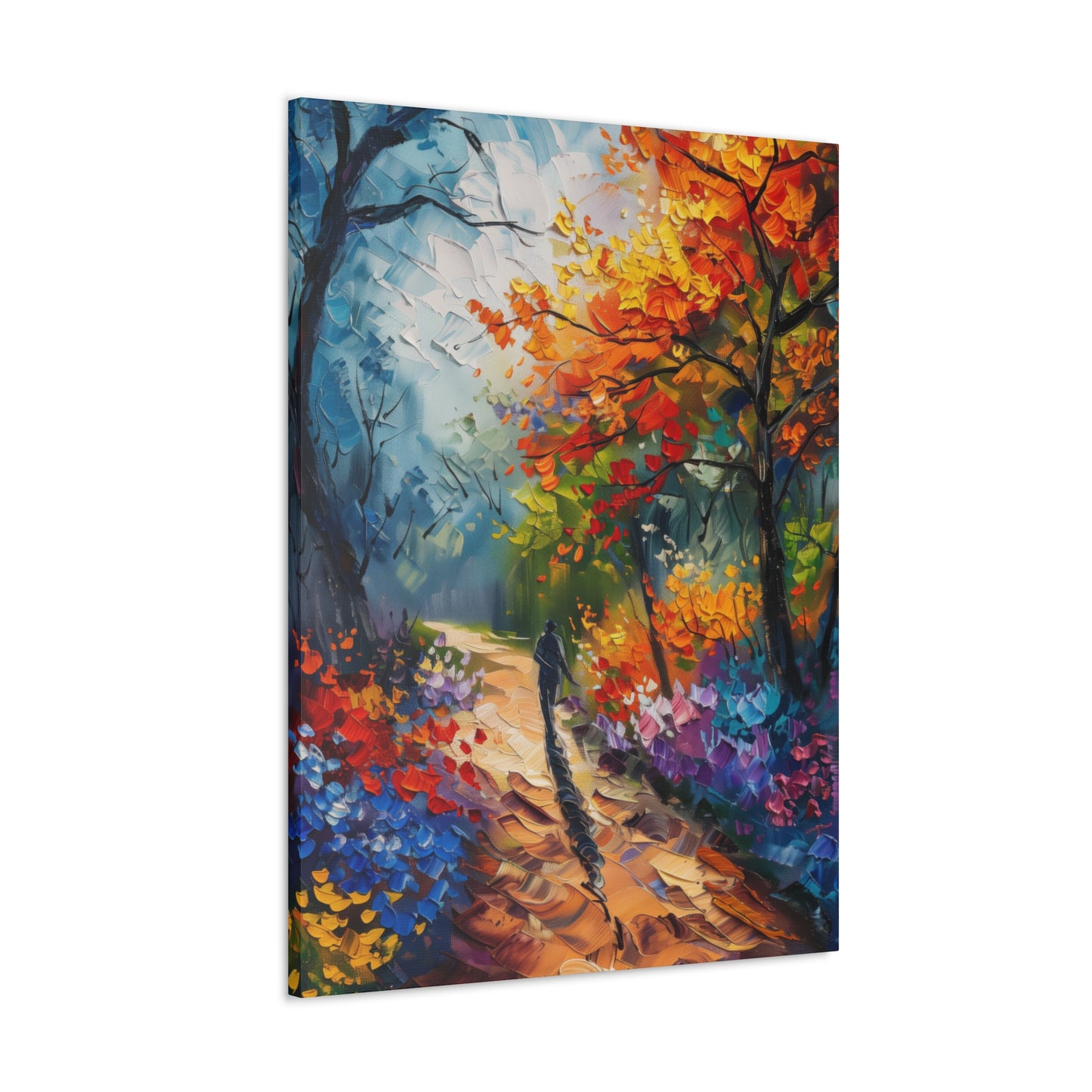 Person Running Through Autumn Forest - Leonid Afremov Oil Painting Canvas Gallery Wraps