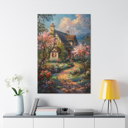 Countryside village house medieval times Digital Oil Painting Print Canvas Gallery Wraps