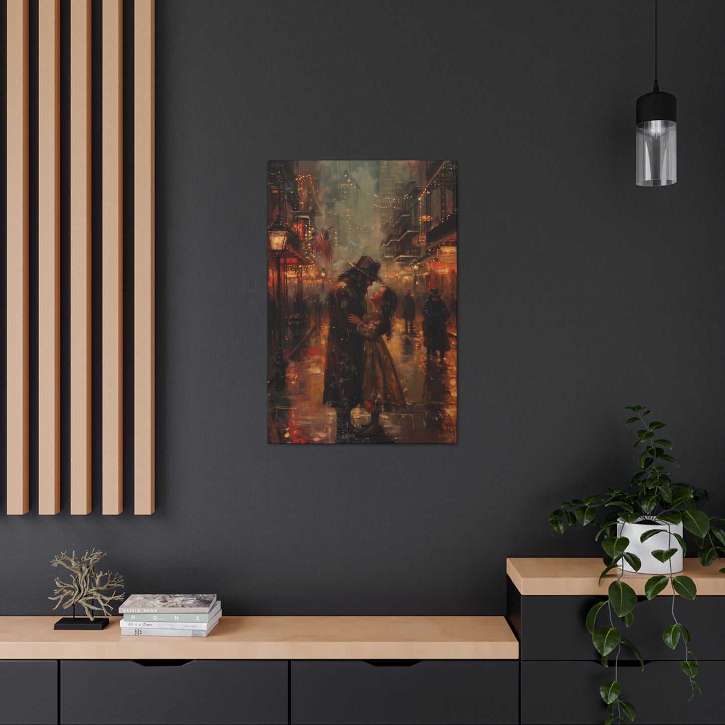 Father and Daughter Dancing on the Street - Rembrandt Style Digital Oil Painting Canvas Gallery Wraps