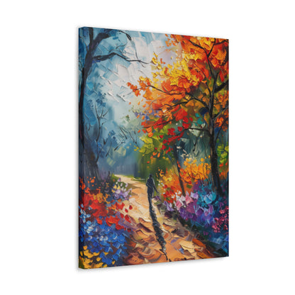 Person Running Through Autumn Forest - Leonid Afremov Oil Painting Canvas Gallery Wraps