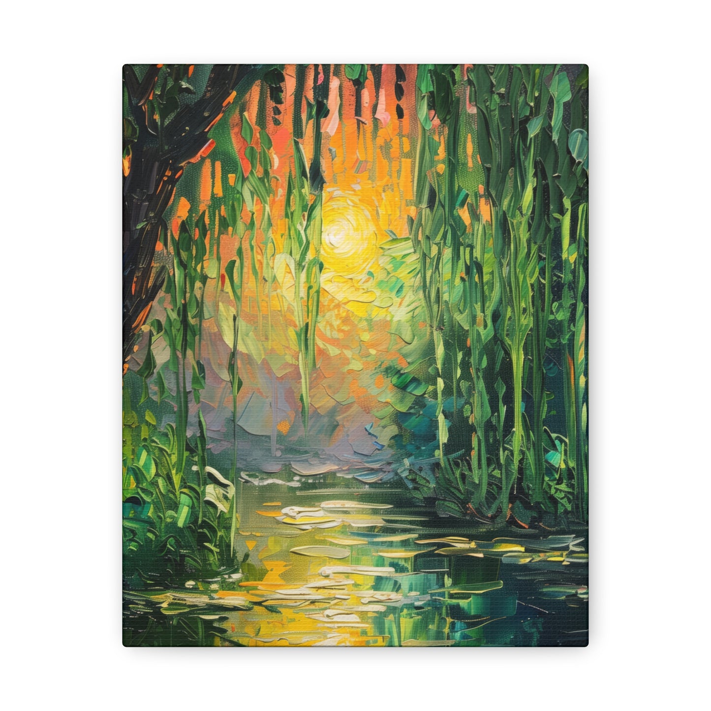 Lake in a Forest - Claude Monet Style Digital Print Canvas Gallery Wraps