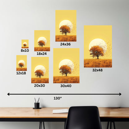 Tree in a Golden Sunset Digital Illustration Canvas Gallery Wraps