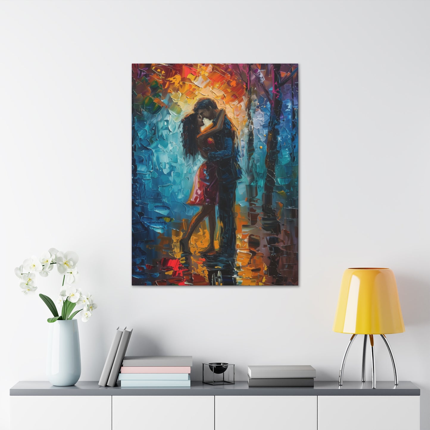 Couple - Leonid Afremov Style Digital Oil Painting Canvas Gallery Wraps