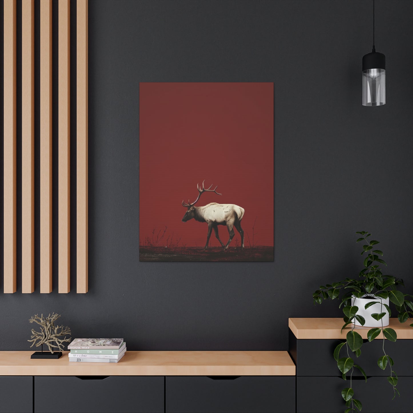 Moose with Antlers Digital Illustration Canvas Gallery Wraps