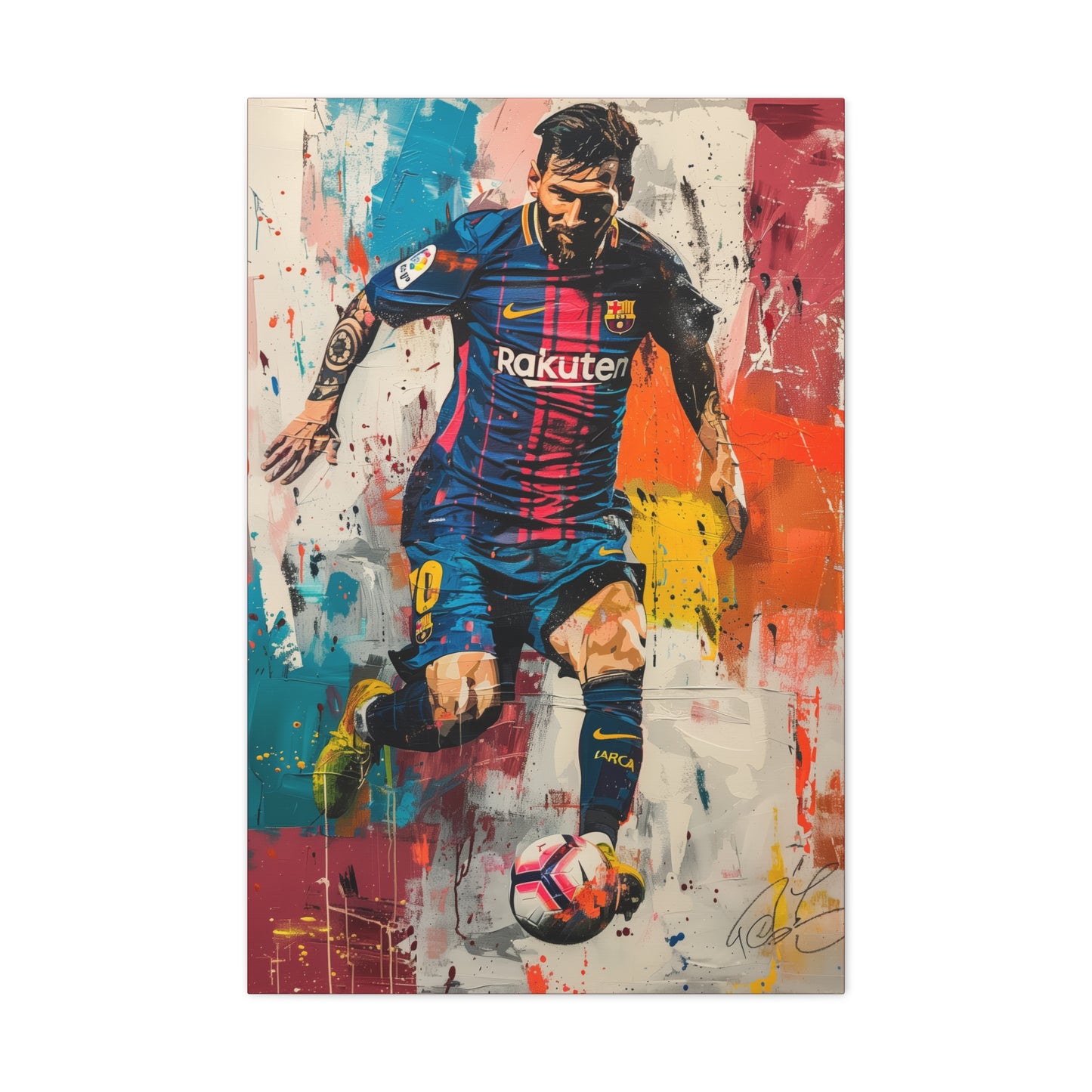 Lionel Messi - Abstract Digital Painting Canvas Gallery Wraps