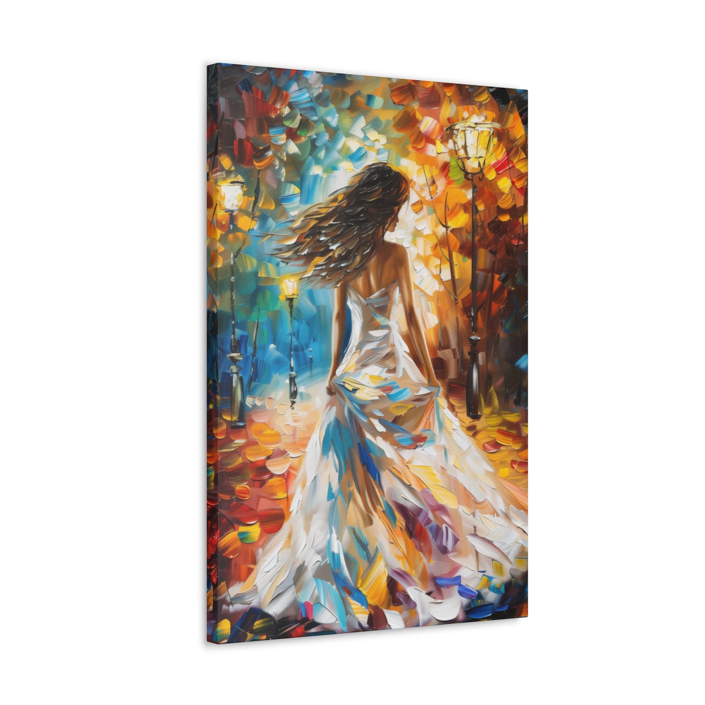 bride walking in street - Leonid Afremov Style Digital Print Canvas Gallery Wraps