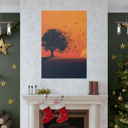 Tree in a Golden Sunset Digital Illustration Canvas Gallery Wraps