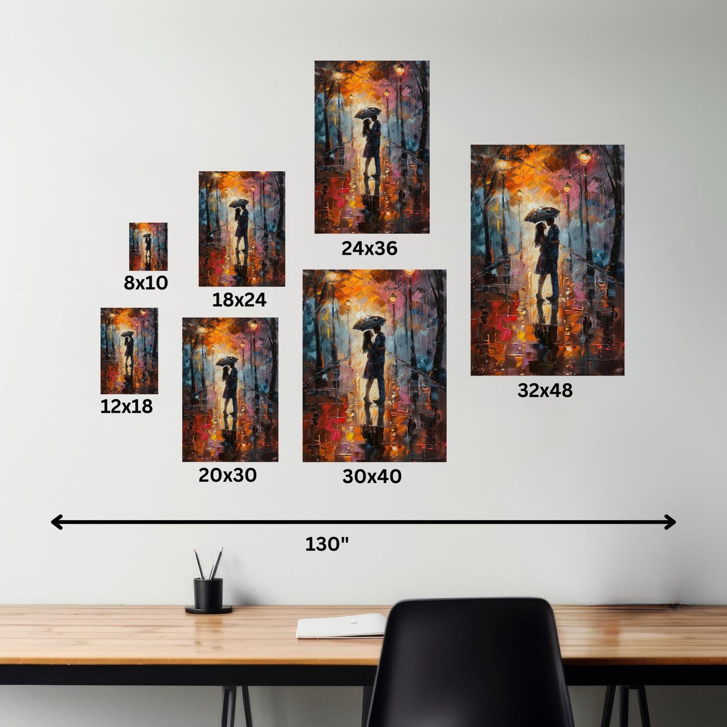 Couple - Leonid Afremov Style Digital Oil Painting Canvas Gallery Wraps