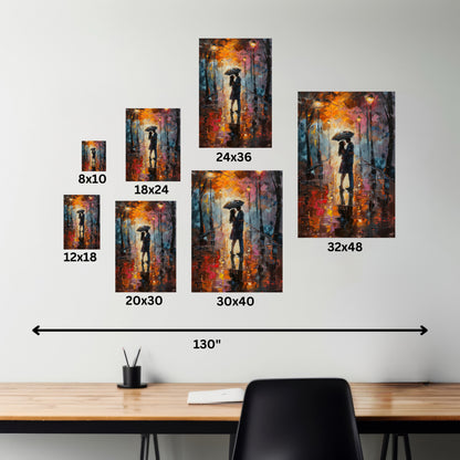 Couple - Leonid Afremov Style Digital Oil Painting Canvas Gallery Wraps