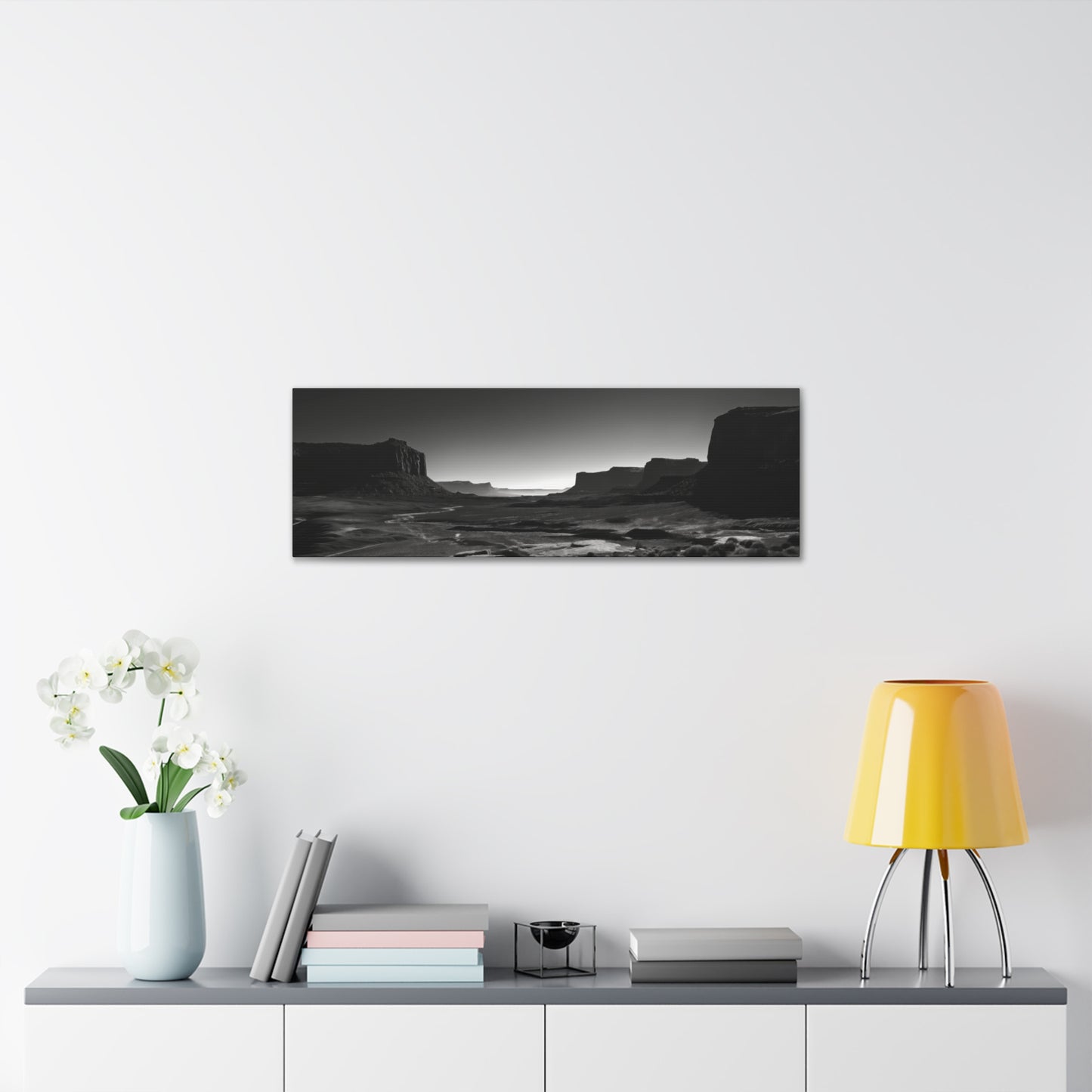 Wild West Desert of Arizona - Black and White Landscape Panorama Canvas Gallery Wraps