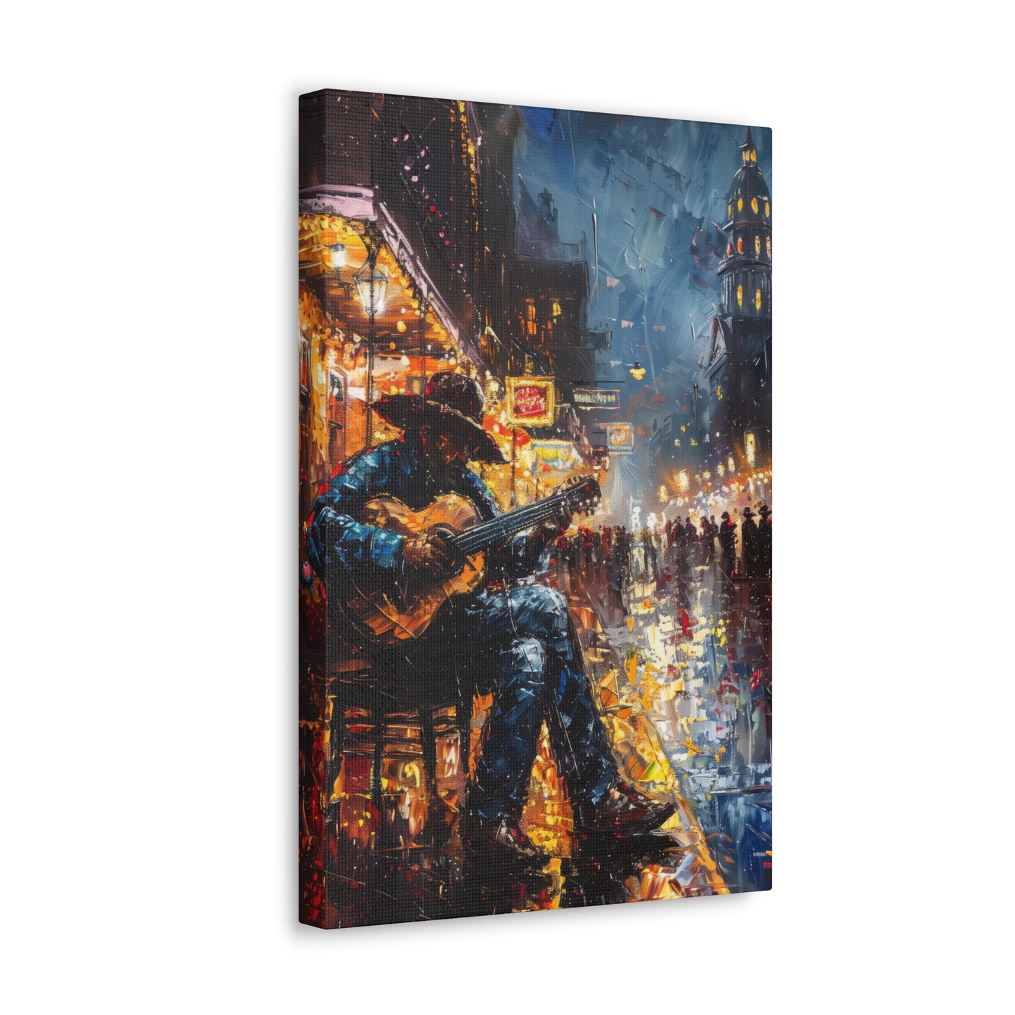 Man Playing Guitar on the Street - Rembrandt Style Digital Oil Painting  Canvas Gallery Wraps