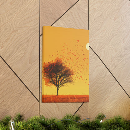 Tree in a Golden Sunset Digital Illustration Canvas Gallery Wraps