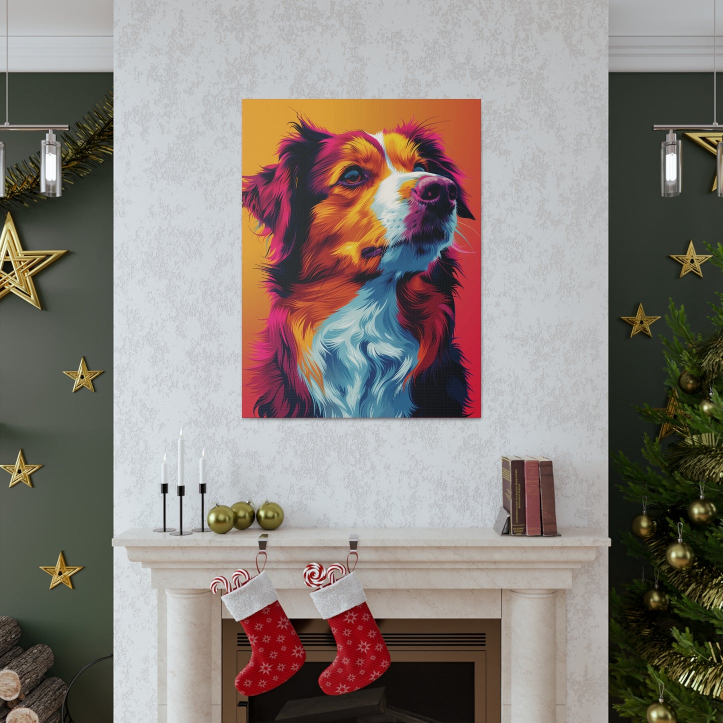 Border Collie Dog - Abstract Illustration Canvas Gallery Wraps