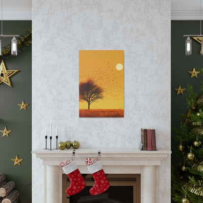 Tree in a Golden Sunset Digital Illustration Canvas Gallery Wraps