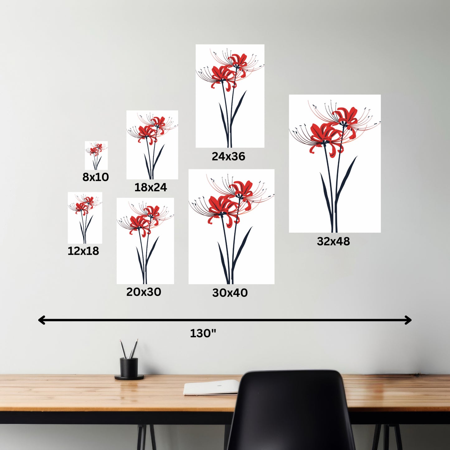 Red Spider Lily Flower Digital Illustration Canvas Gallery Wraps