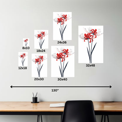 Red Spider Lily Flower Digital Illustration Canvas Gallery Wraps