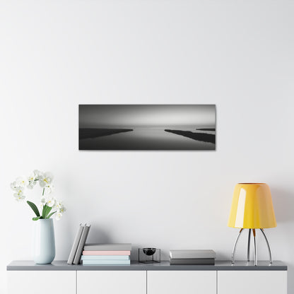 River Delta - Black and White Landscape Panorama Canvas Gallery Wraps