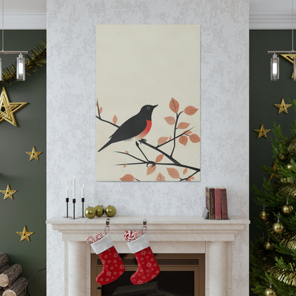 Bird siting on a tree branch Digital Illustration Canvas Gallery Wraps