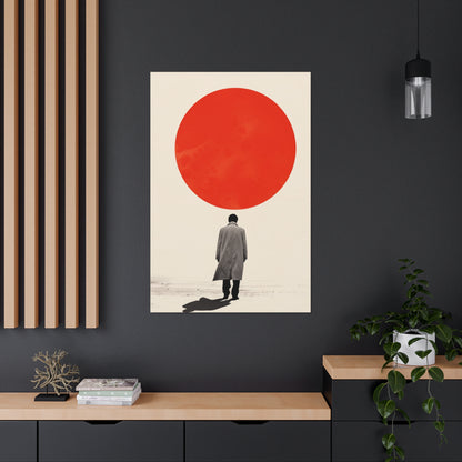 Man walking to red circle  - Takeshi Kitano Style Digital Illustration Canvas Gallery Wraps