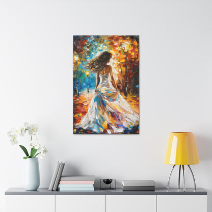 bride walking in street - Leonid Afremov Style Digital Print Canvas Gallery Wraps