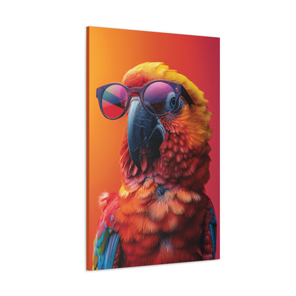 Parrot Wearing Sunglasses - Illustration Canvas Gallery Wraps