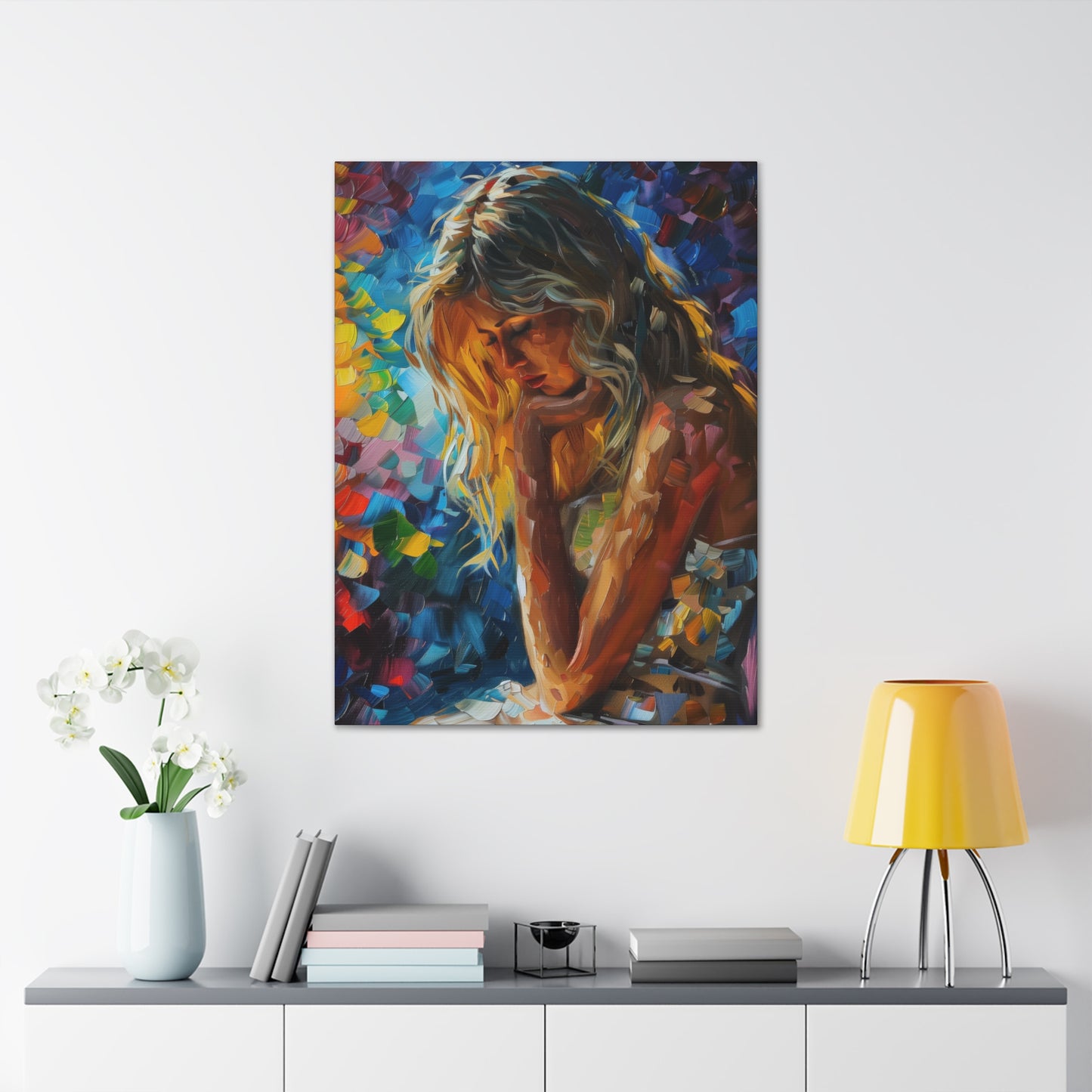 Cute Girl - Leonid Afremov Style Digital Oil Painting Canvas Gallery Wraps