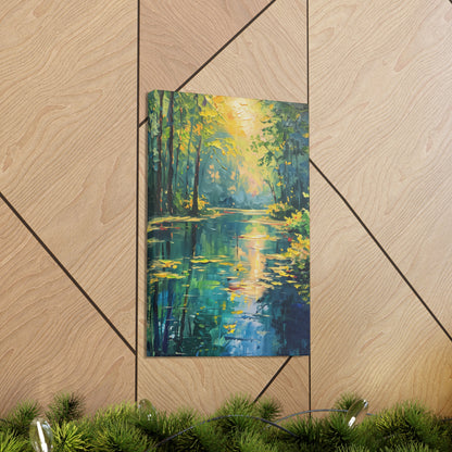 Lake in a Forest - Claude Monet Style Digital Print Canvas Gallery Wraps