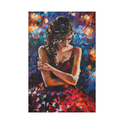 Girl with red dress - Leonid Afremov Style Digital Print Canvas Gallery Wraps