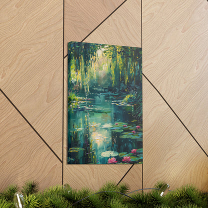 Pond in a Forest - Claude Monet Style Digital Print Canvas Gallery Wraps