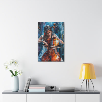 Girl Playing Guitar - Digital Oil Painting Canvas Gallery Wraps