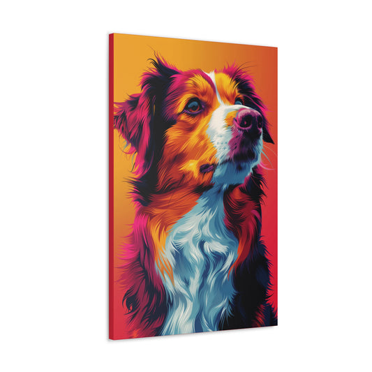 Border Collie Dog - Abstract Illustration Canvas Gallery Wraps