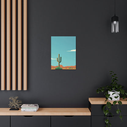 Saguaro Cactus in Desert - Illustration Canvas Gallery Wraps