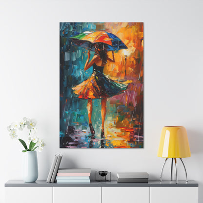 Walking in the Rain - Leonid Afremov Style Digital Print Canvas Gallery Wraps