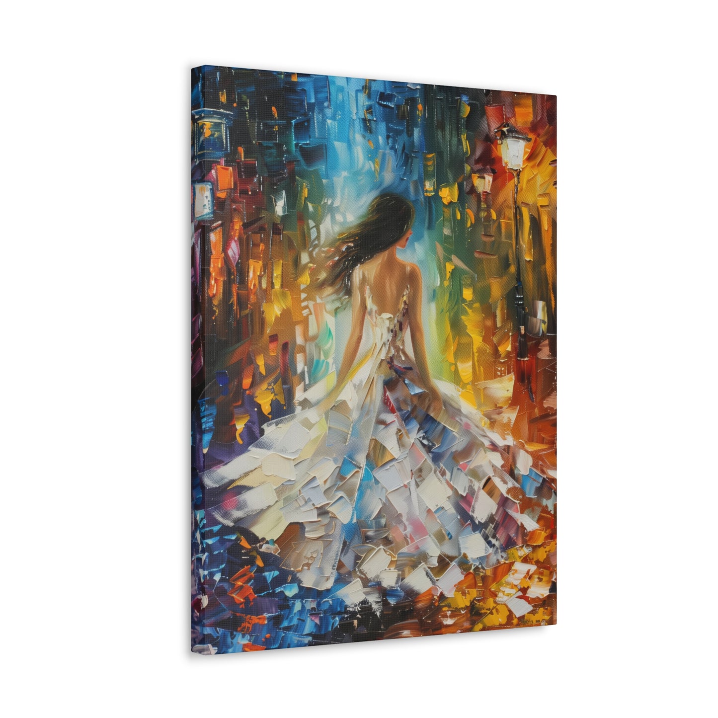 Bride walking in the streets - Leonid Afremov Style Digital Print Canvas Gallery Wraps