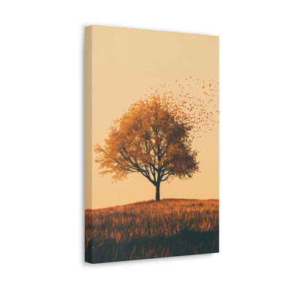 Tree in a Golden Sunset Digital Illustration Canvas Gallery Wraps