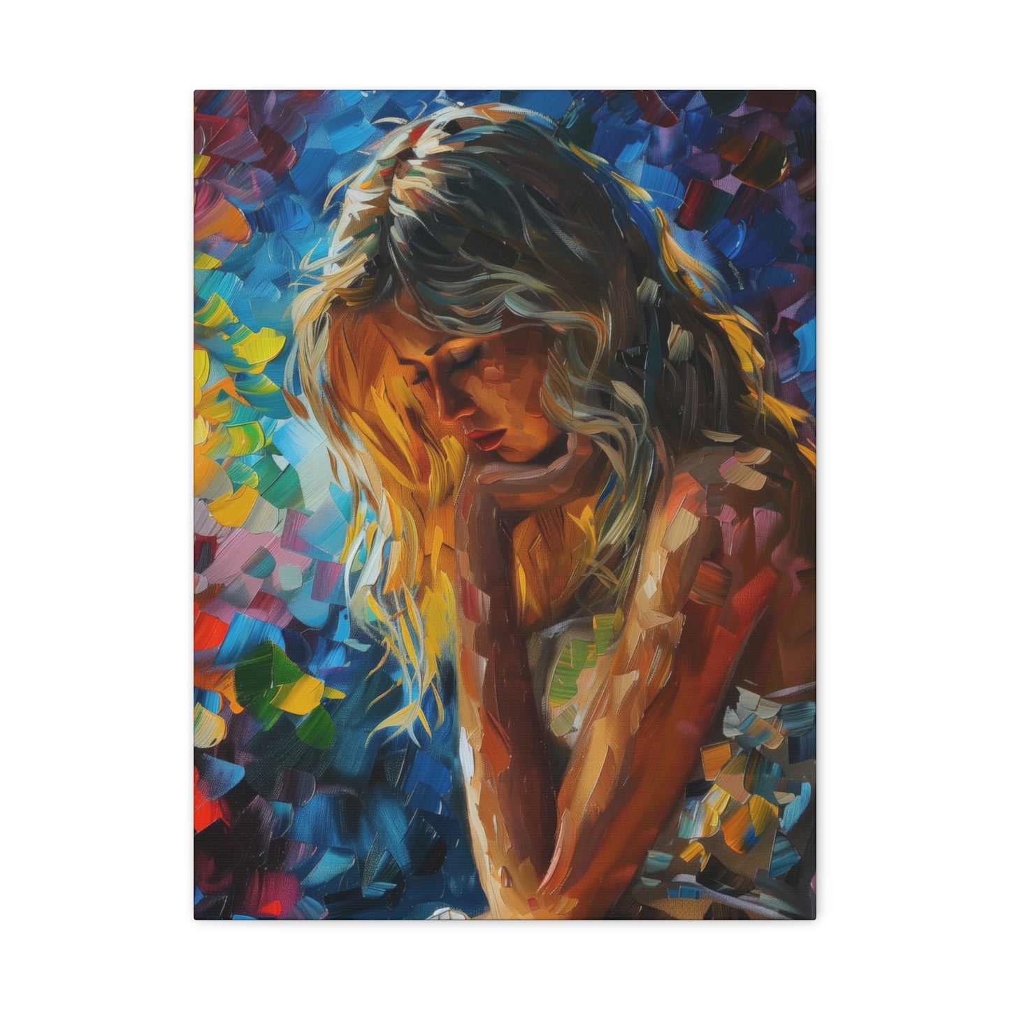 Cute Girl - Leonid Afremov Style Digital Oil Painting Canvas Gallery Wraps