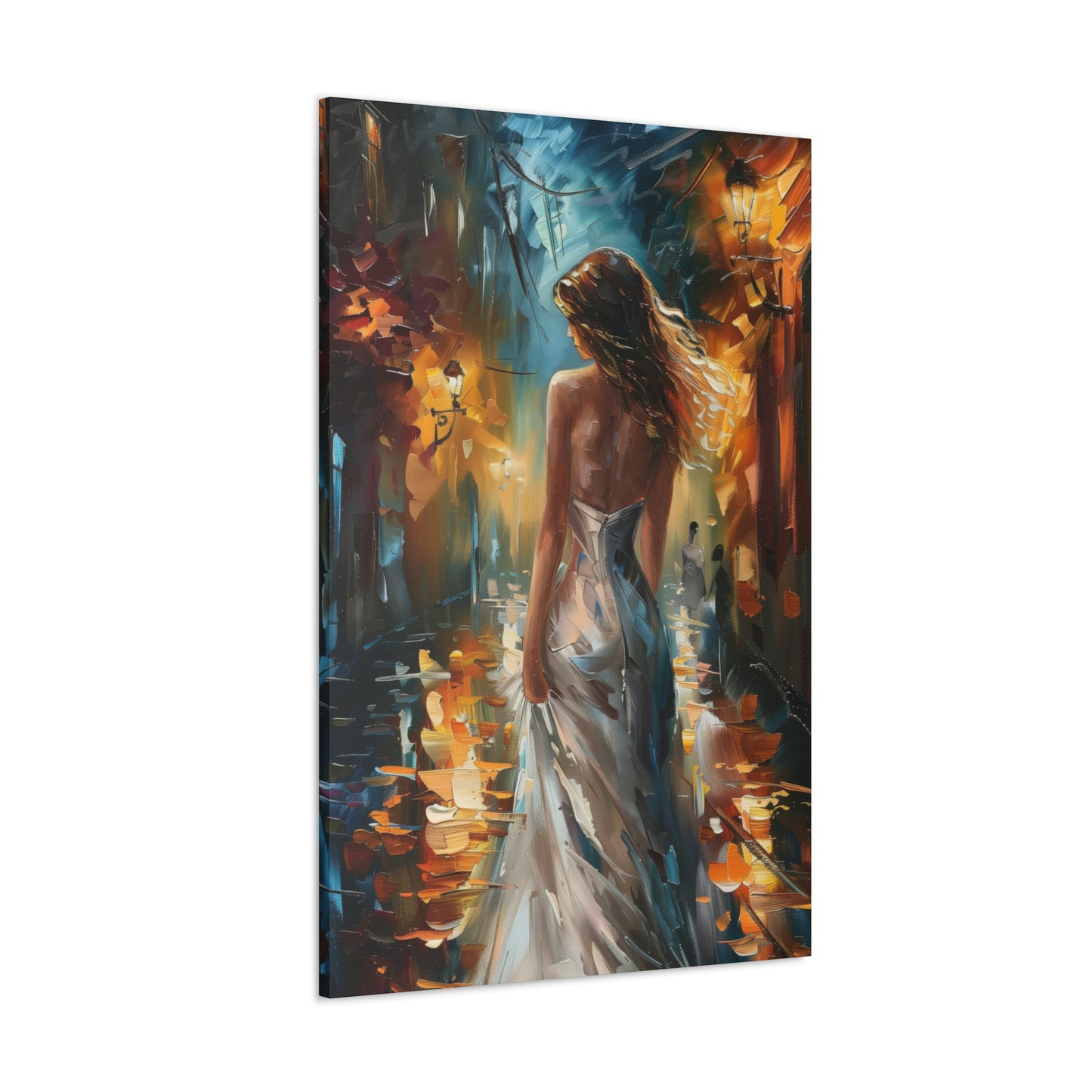 bride walking in street - Leonid Afremov Style Digital Print Canvas Gallery Wraps