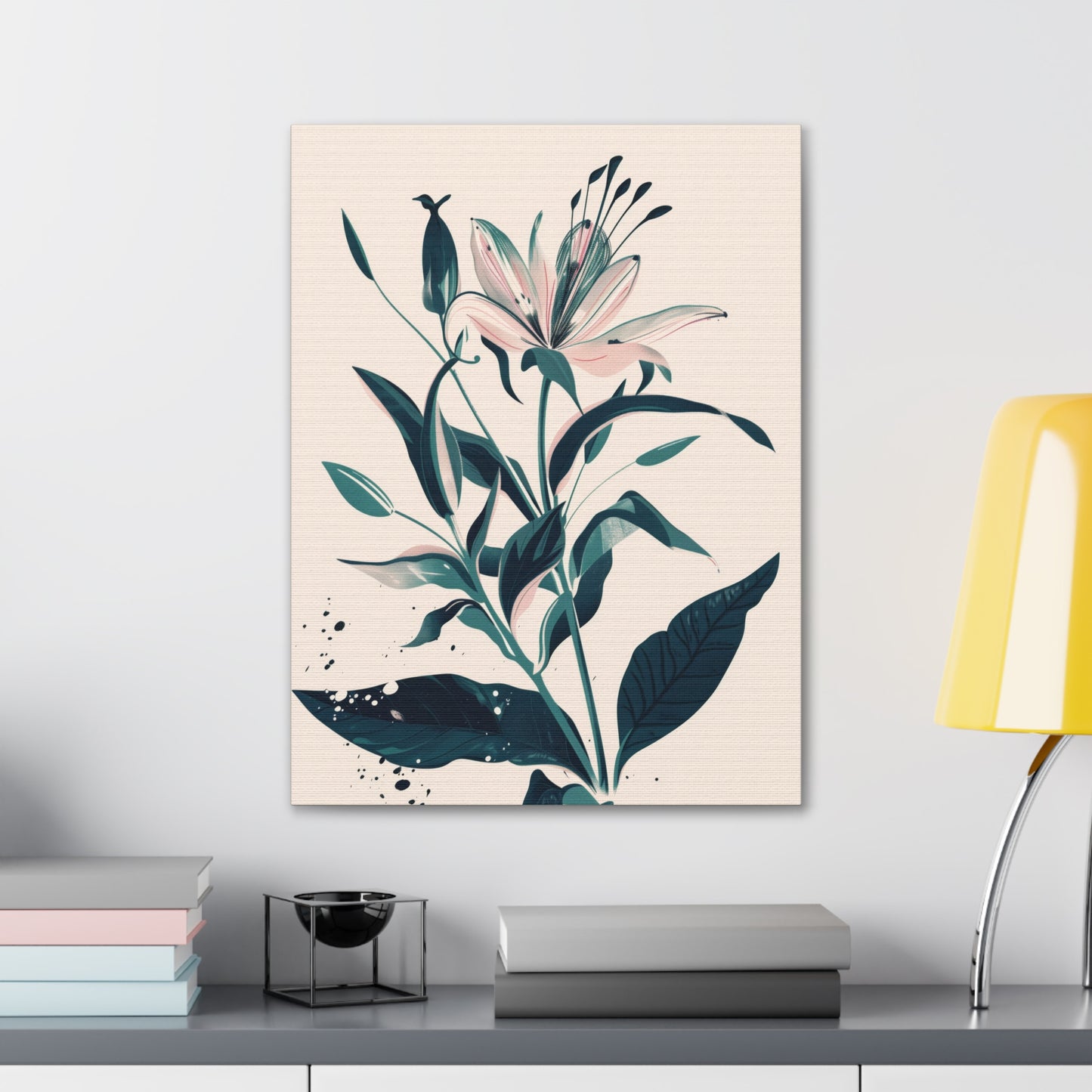 Lily Plant with Flowers - Illustration Canvas Gallery Wraps