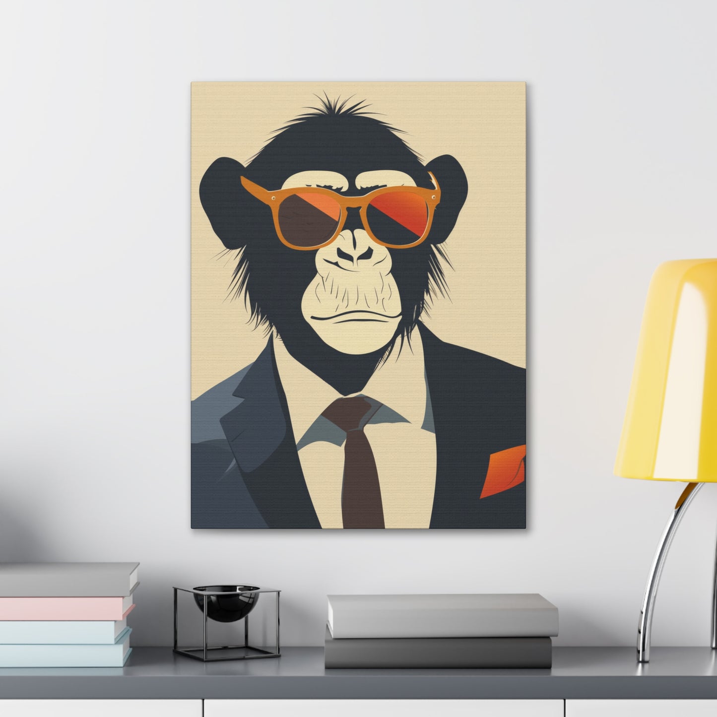 Ape Wearing Suite and Sunglasses Digital Illustration Canvas Gallery Wraps