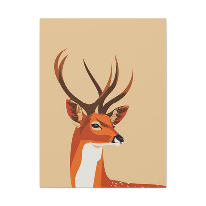 Deer with Antlers Digital Illustration Canvas Gallery Wraps