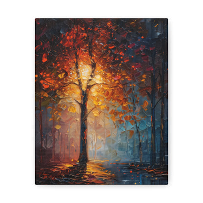 magical tree by the river in the forest - Leonid Afremov Style Digital Print Canvas Gallery Wraps